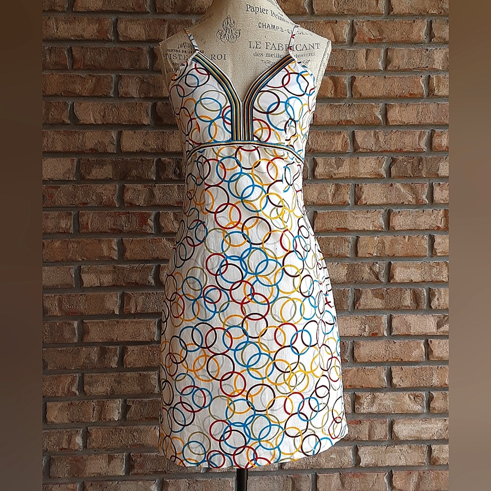 Moschino Geometric Print Sleeveless 100% Cotton Dress NWT Size 6.